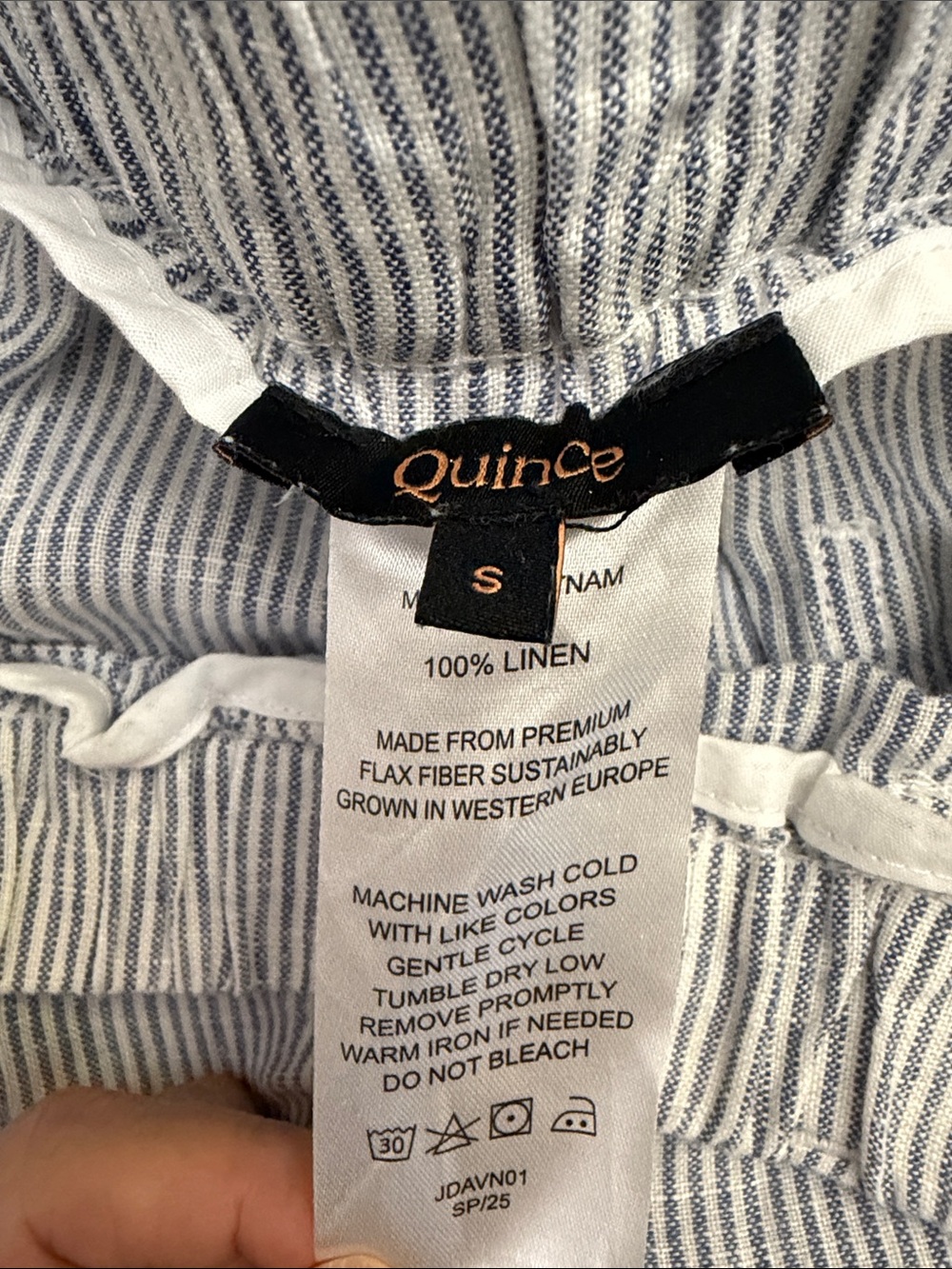 Quince 100% European Linen Blue Pinstripe Pants Small - Picture 2 of 8